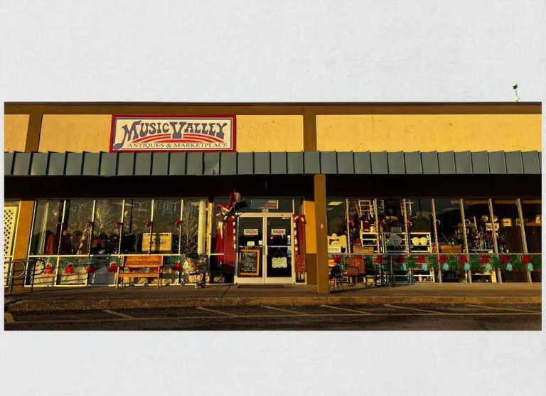 Music Valley Antiques & Marketplace storefront in Music Valley Village Nashville Tennessee antique marketplace entrance