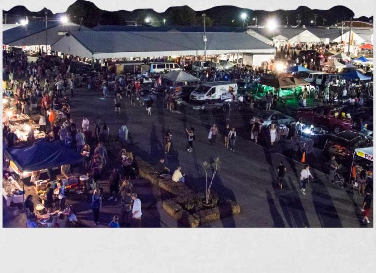 Rose Bowl Flea Market vendors and shoppers exploring antiques and vintage goods in Pasadena California