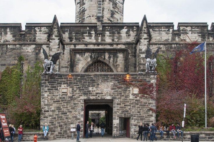 Eastern State Penitentiary entrance with statues during Philadelphia flea market 2026