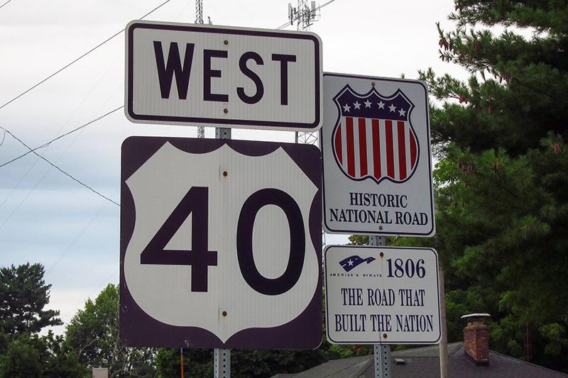 US Route 40 National Road passing through Springfield Ohio antique shopping corridor