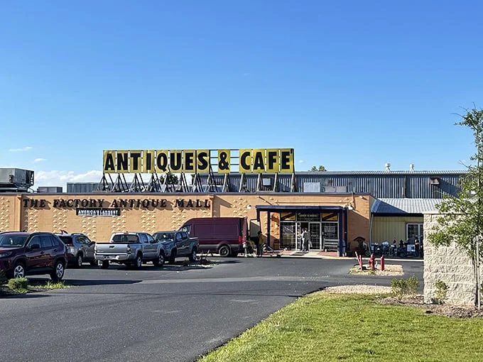 Exterior view of Factory Antique Mall in Verona Virginia, the largest antique mall in America