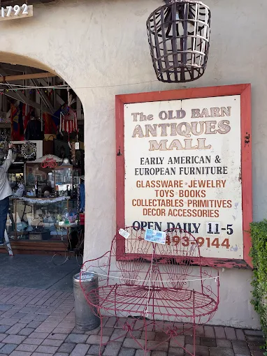 Exterior view of Old Barn Antique Mall Inc, a multi-vendor antique mall in San Juan Capistrano, California