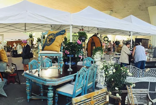 Sacramento Antique Faire outdoor antique market with vintage dealers and collectibles in Sacramento, California.